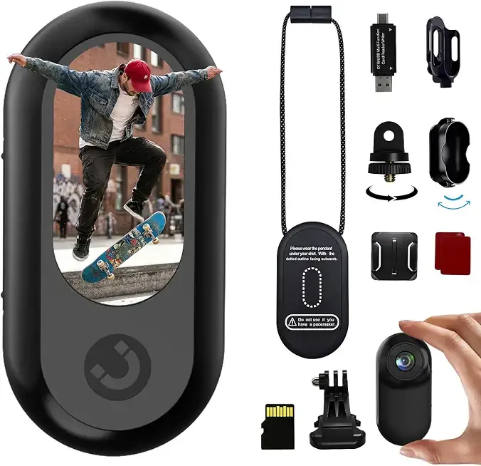 Mini Body Cam with 16GB Memory Card , 26g Light Thumb Action Camera,Black