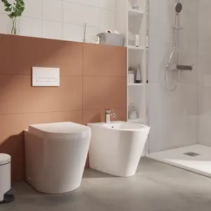 Coppia sanitari distanziato scarico a parete SENSEA Easy bianco lucido WC: P 54.5 x L 36 x H 39.5 cm, bidet: P 55 x L 37 x H 40 cm