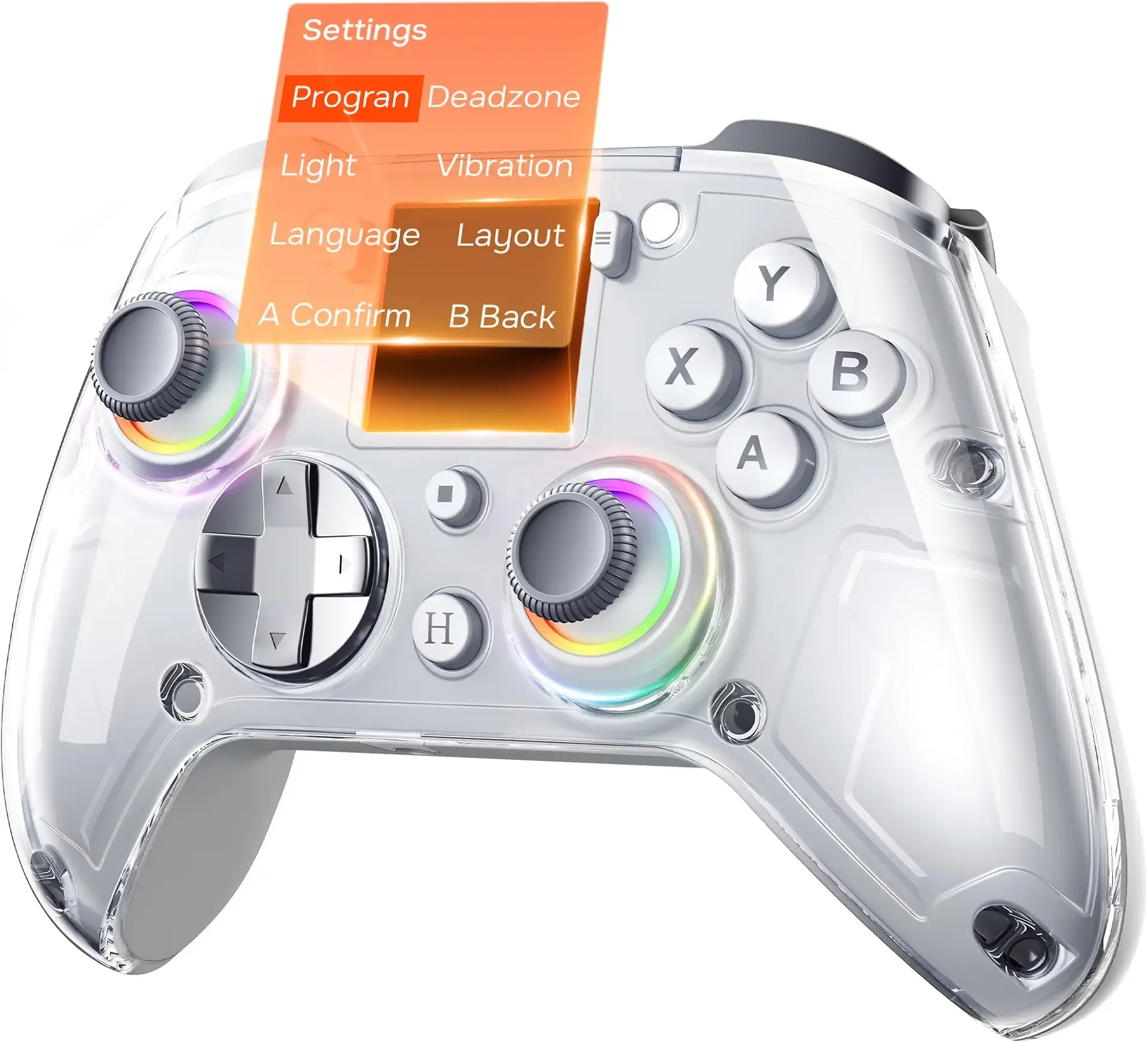 GUSGU G7 Wireless Gaming Controller with Interactive Screen, 1000Hz Polling Rate, Hall Joysticks & Triggers, 4 Programmable Buttons, Compatible with PC, Switch1, PS4, iOS, Android, Gray