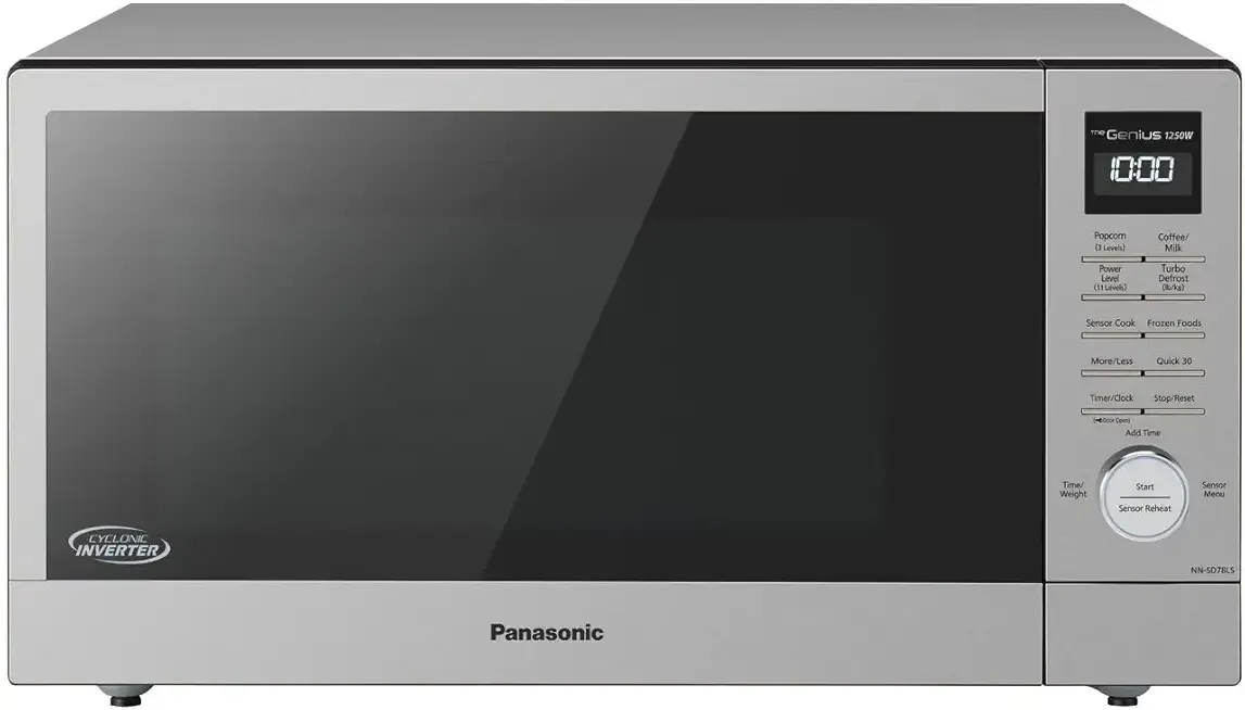 NN-SD78LS 1.6 cu.ft Cyclonic Inverter Countertop Microwave Oven 1250Watt Power with Genius Sensor Cooking, cft, 19.44"D x 21.88"W x 11.94"H,Stainless Steel