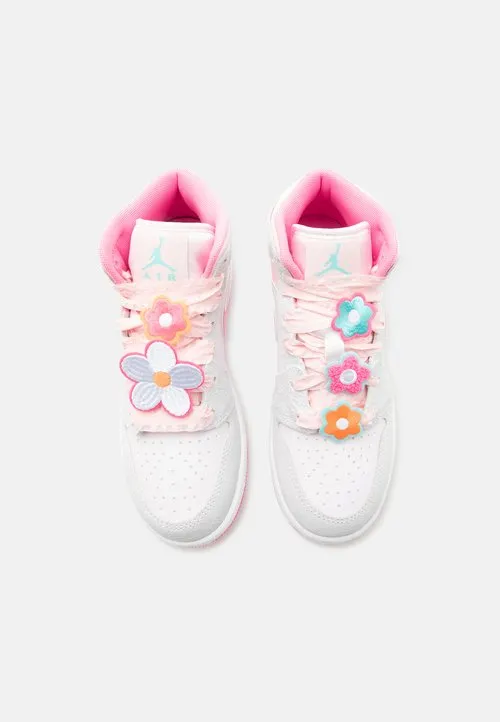 AIR JORDAN 1 MID SE UNISEX - Høye joggesko - vast grey/pink glow/sail/pink bloom/light aqua/white
