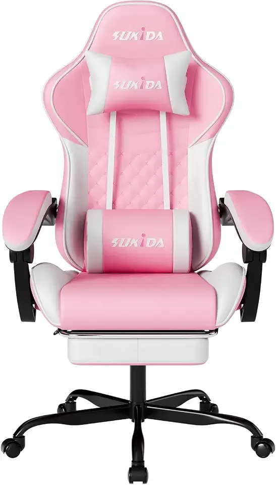 Ergonomic Video Gamer Chairs Gaming Computer Chairs Gamer Chairs for Adults Massage Lumbar Support Swivel Height Adjustable Headrest Backrest