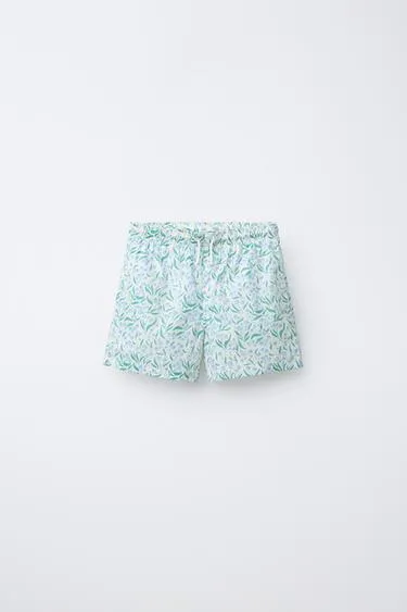 6-14 YEARS/ LEAF PRINT SWIM SHORTS