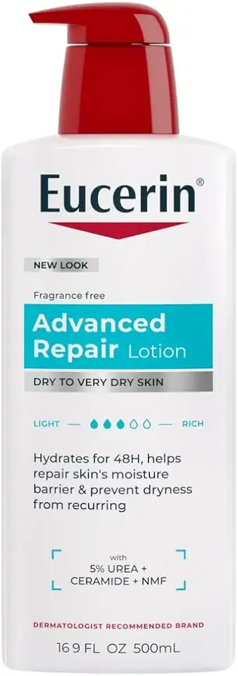 Eucerin Advanced Repair Body Lotion for Very Dry Skin, Unscented Lotion Formulated with Ceramides, 16.9 Fl Oz Bottle