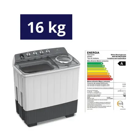 Lavadora Semiautomática Westinghouse 16KG WWTM16M2XSWW.