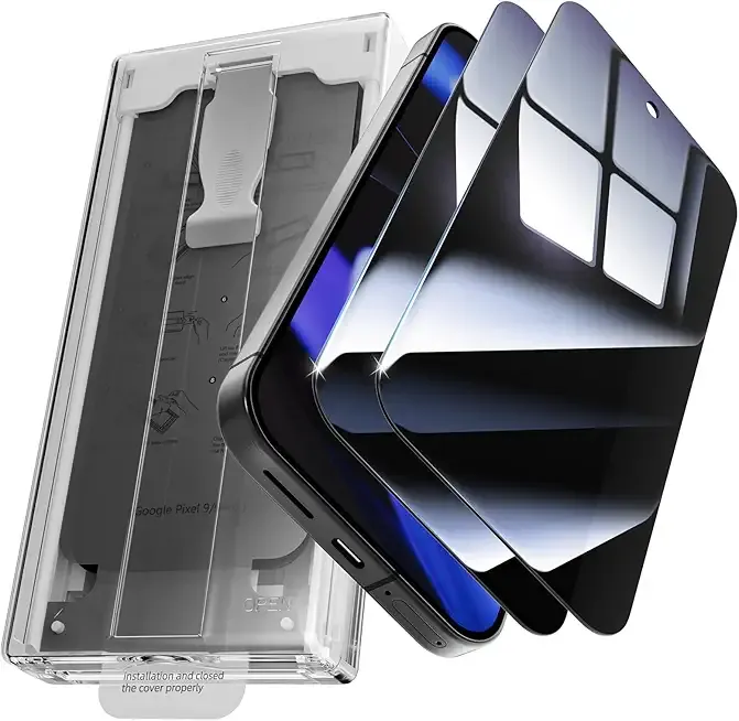 X-it for Google Pixel 9 Pro Screen Protector Privacy [Auto Alignment/Dust Removal],Bubble-Free,[100% Fingerprint Unlock] Easy Installation Full Coverage [Phone Case Friendly] Anti-Spy [Non-Glass] 2 Packs