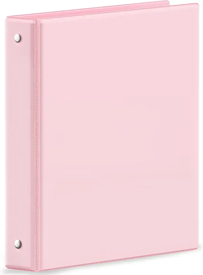 SUNEE 3 Ring Binder 1 Inch Pink 1 Pack, Holds 175 Sheets of Letter Paper, Clear View 1" Three Ring PVC-Free (Fit 8.5x11 Inches) for School or Office Supplies