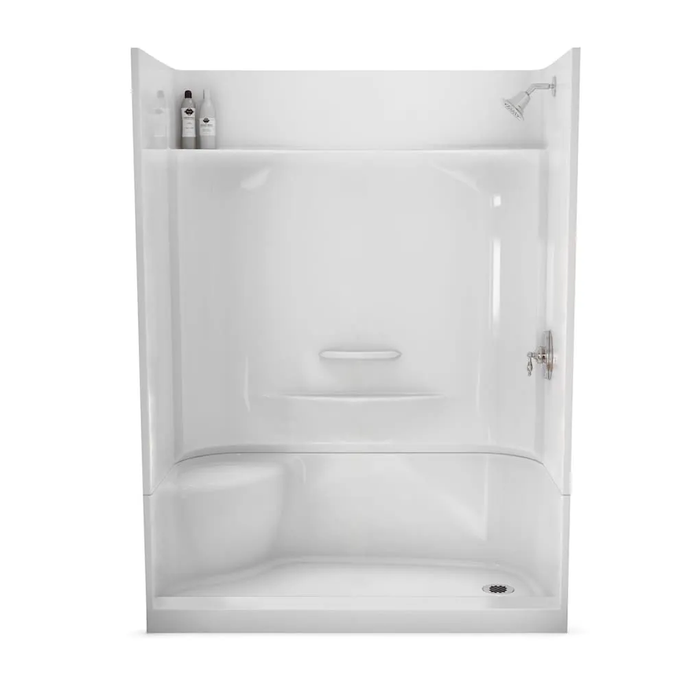 MAAX Essence 60L x 30W x 80H in. 2-in-1 Shower Kit - Shower Stall with Right Drain Shower Base and Shower Wall Surround (No Door)