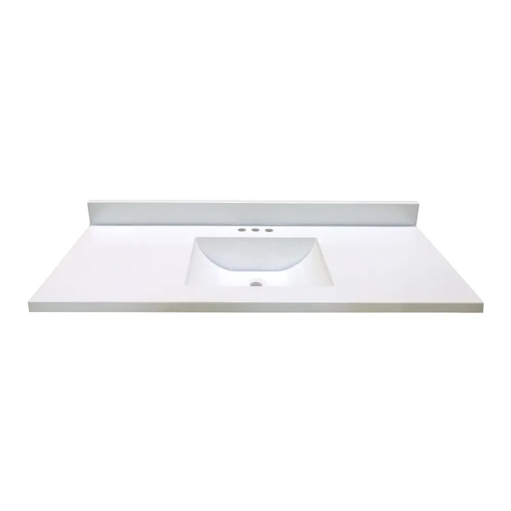 Magick Woods 49 In. W x 22 In. D White Vanity Top with Wave Bowl