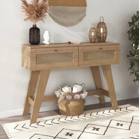Mesa de Arrimo Rectangular 110x80x33 cm Marrón Roble - Trama