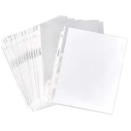 Amazon Basics Sheet Protectors for 3 Ring Binder, Lightweight, Acid-Free, Clear Plastic Sleeves, Letter Size, 8.5 x 11 Inch, 100-Pack