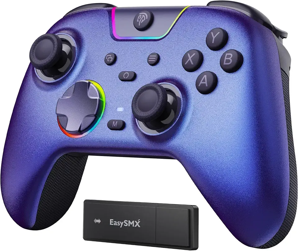 EasySMX X05Pro Wireless Gaming Controller for PC, Switch, Android/iOS | Hall Effect Joysticks, Ultra-Quiet Buttons, 2-Stage Triggers, 1000Hz Polling, Programmable, Purple