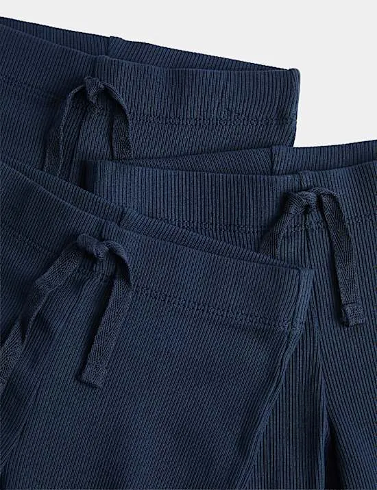 3er-Pack Gerippte Leggings mit hohem Baumwollanteil und ausgestelltem Bein (2–8 J.)