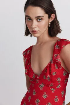 Vestido volante pecho