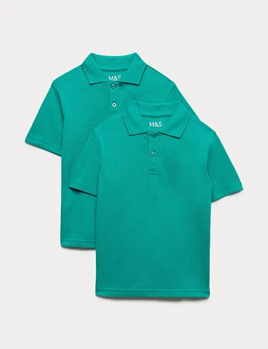 2er-Pack fleckenabweisende Unisex-Poloshirts für die Schule (2–18 Jahre)