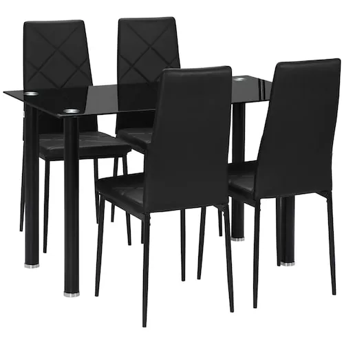 5 Pieces Dining Table Set with Padded Seat Rectangle Table