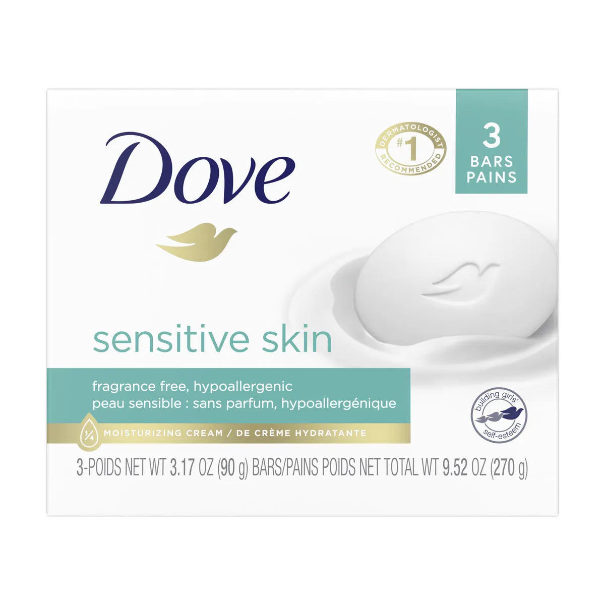 Dove Beauty Bar Soap, Sensitive Skin, 3.17 oz, 3 ct