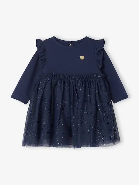 Robe noël bébé fille jupon tulle pailleté - marine