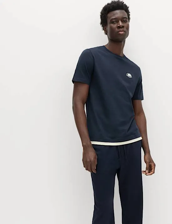 Schlafanzugoberteil aus reiner Baumwolle mit Sonnenuntergangsmotiv