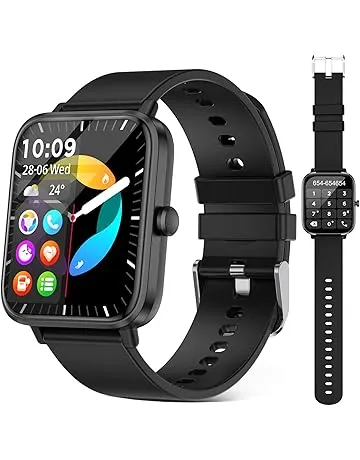 FTTMWTAG Smart Watch (Answer/Make Call): 1.85" Waterproof Fitness Trackers with 24-Hours Blood Pressure Heart Rate SpO2 Sleep Monitor Watches for Men Women, iPhone Android Compatible (Stone Black)