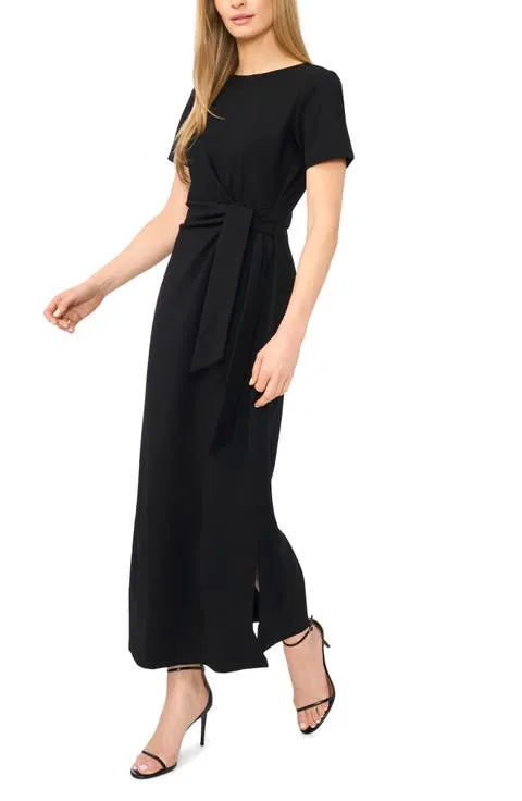 Tie Front Short Sleeve Midi Dress