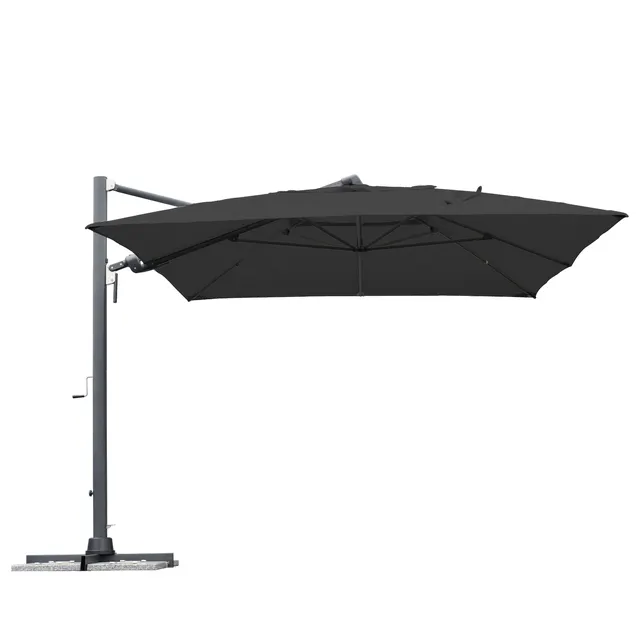 Ombrellone a palo laterale grigio Sombra NATERIAL con telo rettangolare grigio L 293 x P 392 x H 270 cm
