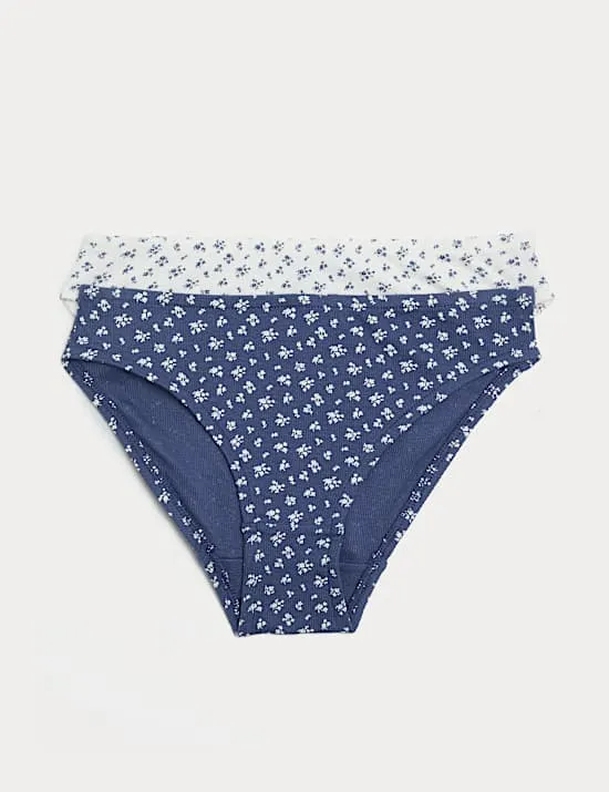 2 Pack Cotton Rich Floral Knickers (7-16 Yrs)