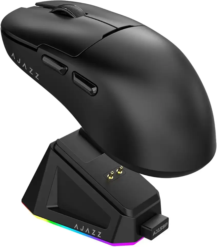 AJAZZ AJ159P Wireless Gaming Mouse with RGB Charging Dock, PAW3395 26K DPI Sensor, 56G Lightweight Ergonomic Mouse, 5 Programmable Buttons, 80 Million ASIN Switch