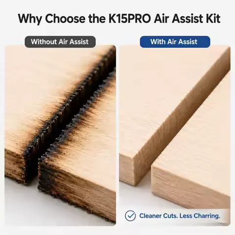 K15 PRO 12W Laser Engraver Cutter with MD12 Air Assist Kit, 200x300mm A4 Area, 15000mm/min, 0.01mm Precision, WiFi USB, LightBurn LaserGRBL, for Wood Plywood Acrylic, DIY Crafts, Home Workshop and Small Business
