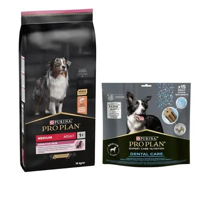 PURINA PRO PLAN 12 / 14 kg + friandises Dental Care 345 g ou 426 g offertes !