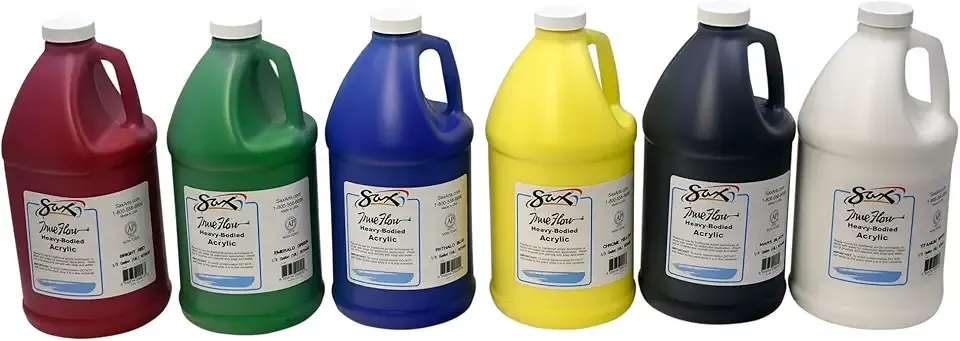 Sax True Flow Heavy Bodied Acrylic Paint - 1/2 Gallon - Set of 6 - Assorted Colors