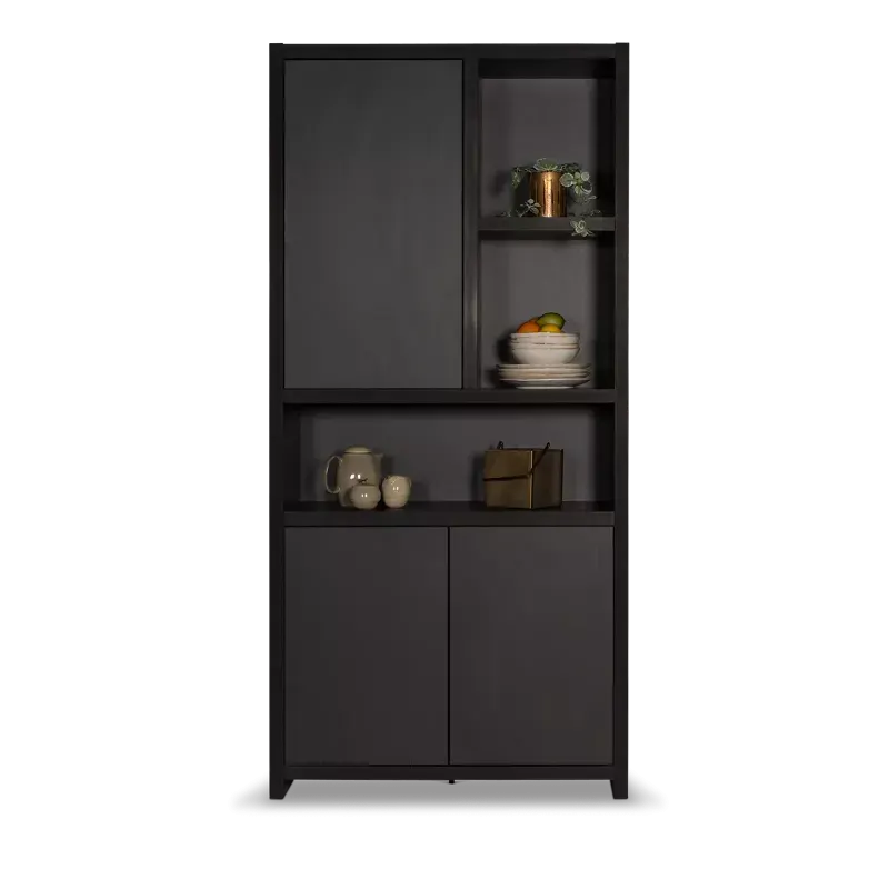 Wandkast Monza - 100 cm - Zwart - 3 deuren, 3 vakken