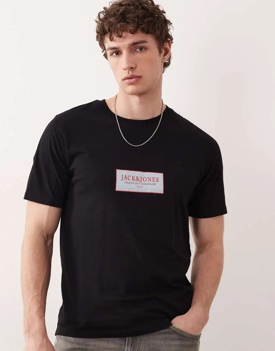 Jack & Jones oversized t-shirt with front logo in black