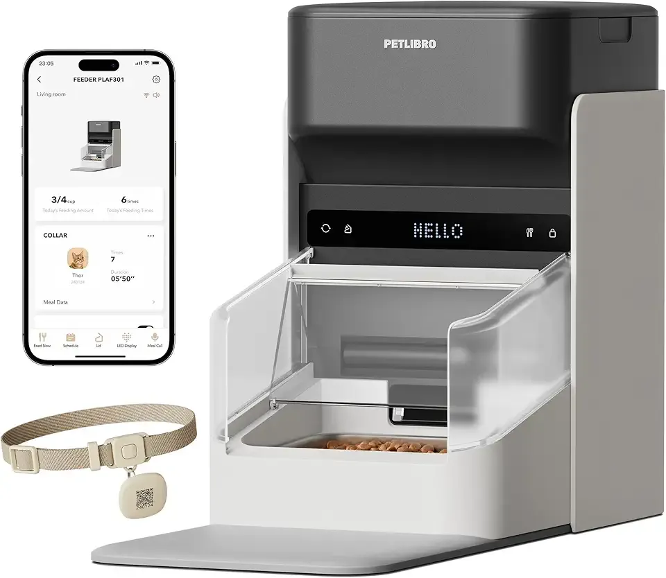 PETLIBRO RFID Automatic Cat Feeder, Collar Tag-Activated Personalized Meals, 5G&2.4G Wi-Fi Programmable Cat Food Dispenser with Cats Recognition & Diet Tracking for Multi-Pet Homes and Different Diets