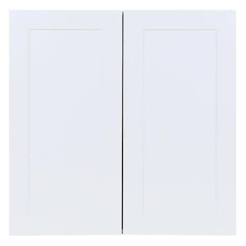 Hampton Bay Edson 30-inch W x 30-inch H x 12.5-inch D Shaker Style Assembled Kitchen Wall Cabinet/Cupboard in Solid White with Adjustable Shelves (W3030)