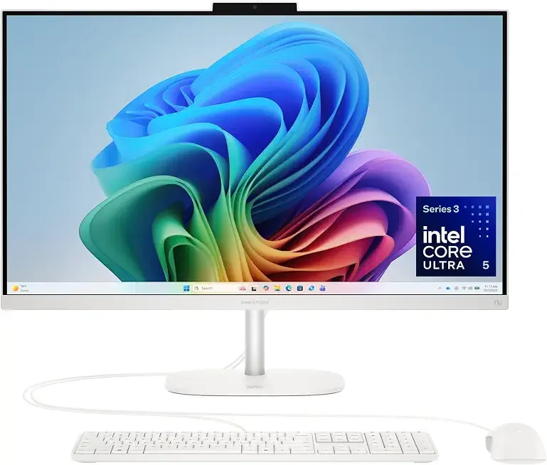 HP OmniStudio 27 inch All-in-One Desktop Next Gen AI PC, FHD Display, Intel Core Ultra 5 325, 16 GB RAM, 512 GB SSD, Intel Graphics, Windows 11 Home, Jet Black, 27-cy0002 (2026)