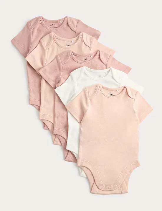 5 Pack Pure Cotton Bodysuits (7lbs-3 Yrs)
