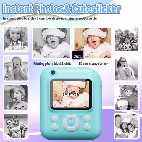 Instant Print Camera Digital Camera With 3 Rolls Print Paper, 1080P HD Ditigal Camera 2.4 Inch Screen, Selfie Video Camera, USB Cable/Color Pen/Bag/ Included, electronics，Small For Boys Girls Teens Students Seniors，Christmas, Halloween, Thanksgiving Gifts