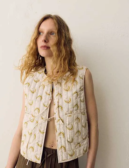 Bedruckte wendbare Steppweste aus reiner Baumwolle