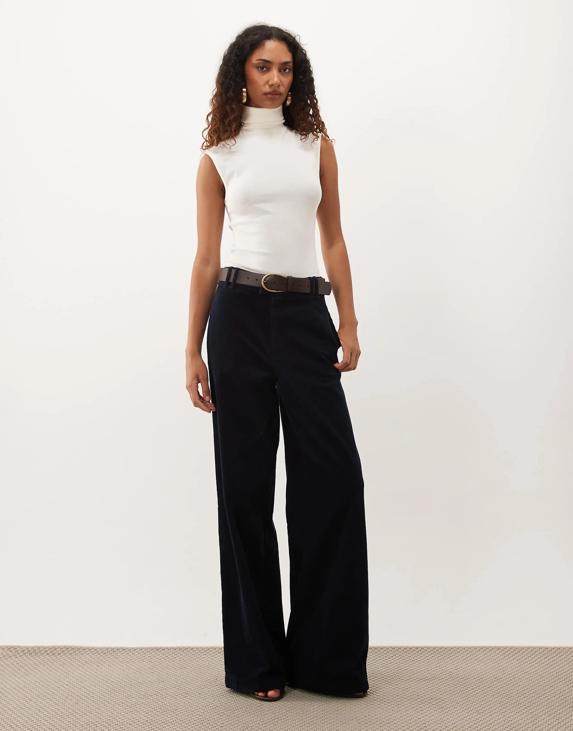 ASOS DESIGN Tall straight leg trousers in cord in navy