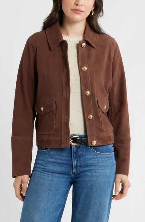 Caslon® Button Front Suede Jacket