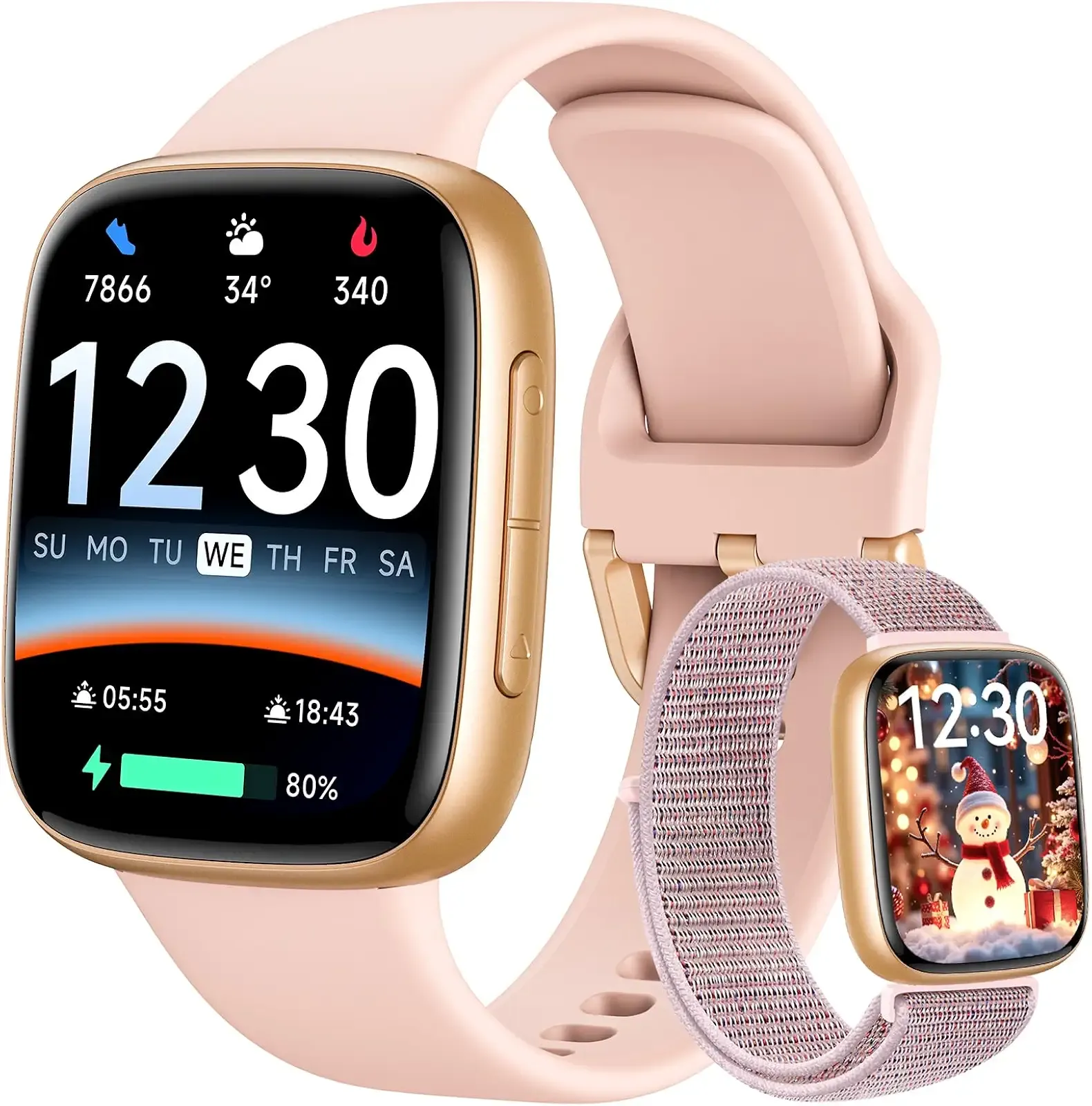 Fitpolo Smart Watch for Women, 1.85" AMOLED Fitness Tracker with Bluetooth Call, Heart Rate/Sleep/SPO₂ Monitor, 100+ Sports Modes, 3ATM Waterproof Smartwatch for Android/iPhone, Includes 2 Bands