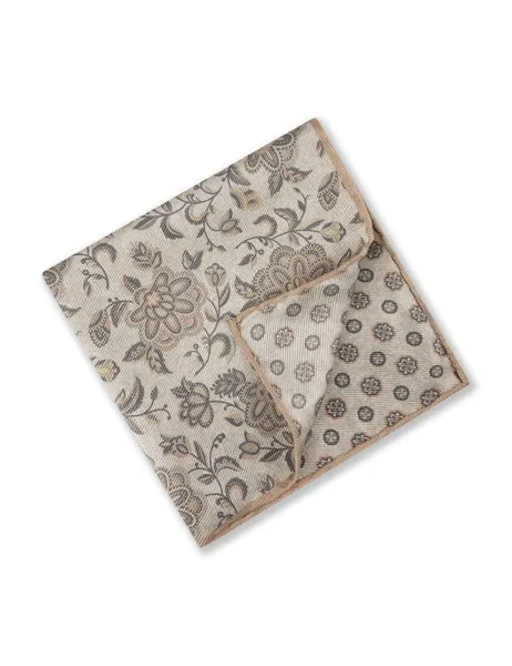 Silk Pocket Square Light Beige Pattern