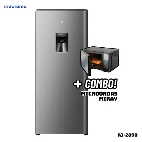 REFRIGERADORA INDURAMA 177 L CON DISP DE AGUA PLATEADO - RI-289D + MICROONDAS MIRAY HMM-20N