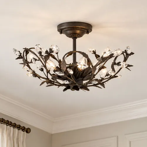 Patriot Lighting® Trellis Architectural Bronze with Gold Accent 4-Light Semi-Flush Mount Ceiling Light