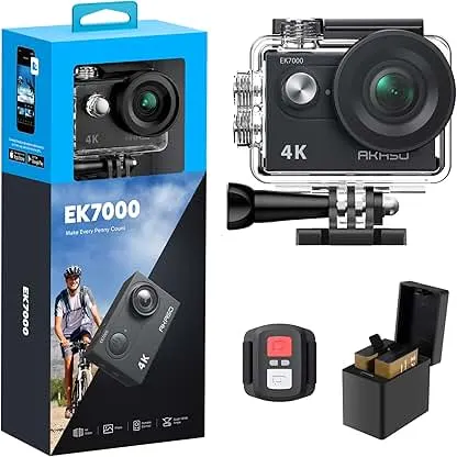 AKASO EK7000 4K30FPS 20MP WiFi Action Camera with EIS Ultra HD 131FT Waterproof Underwater Camera Remote Control 4X Zoom Support External Microphone Black AKASO EK7000 4K30FPS 20MP WiFi Action Camera wit…