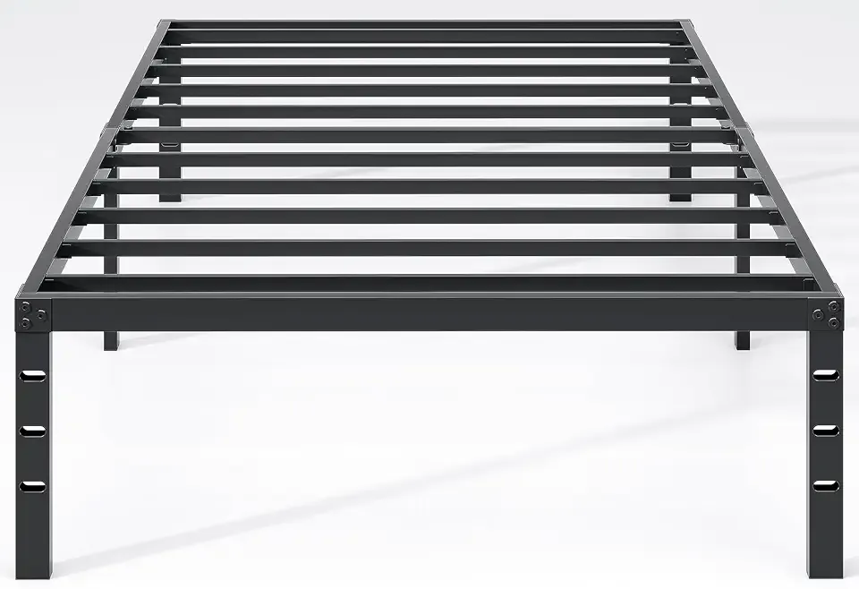 Metal Bed Frame,Twin Size Bed Frame with Storage Space,Heavy Duty Sturdy Mattress Foundation,Easy Assembly,No Box Spring Needed, Black,14 Inch,Twin