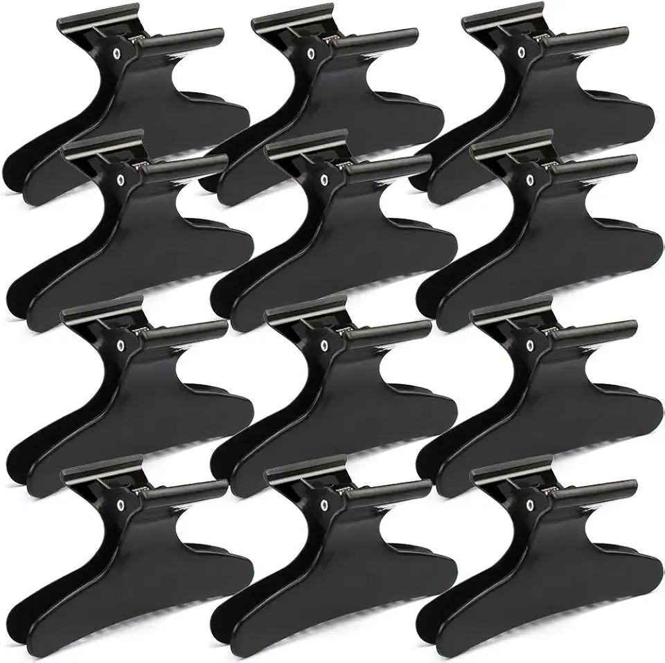 Ondder Hair Clips for Styling Sectioning Black Butterfly Hair Clips Clamps Claws Pro Salon Hair Clips for Cutting, Styling, Sectioning, Coloring Hair styling Clips Butterfly Clips Hair Accessories for