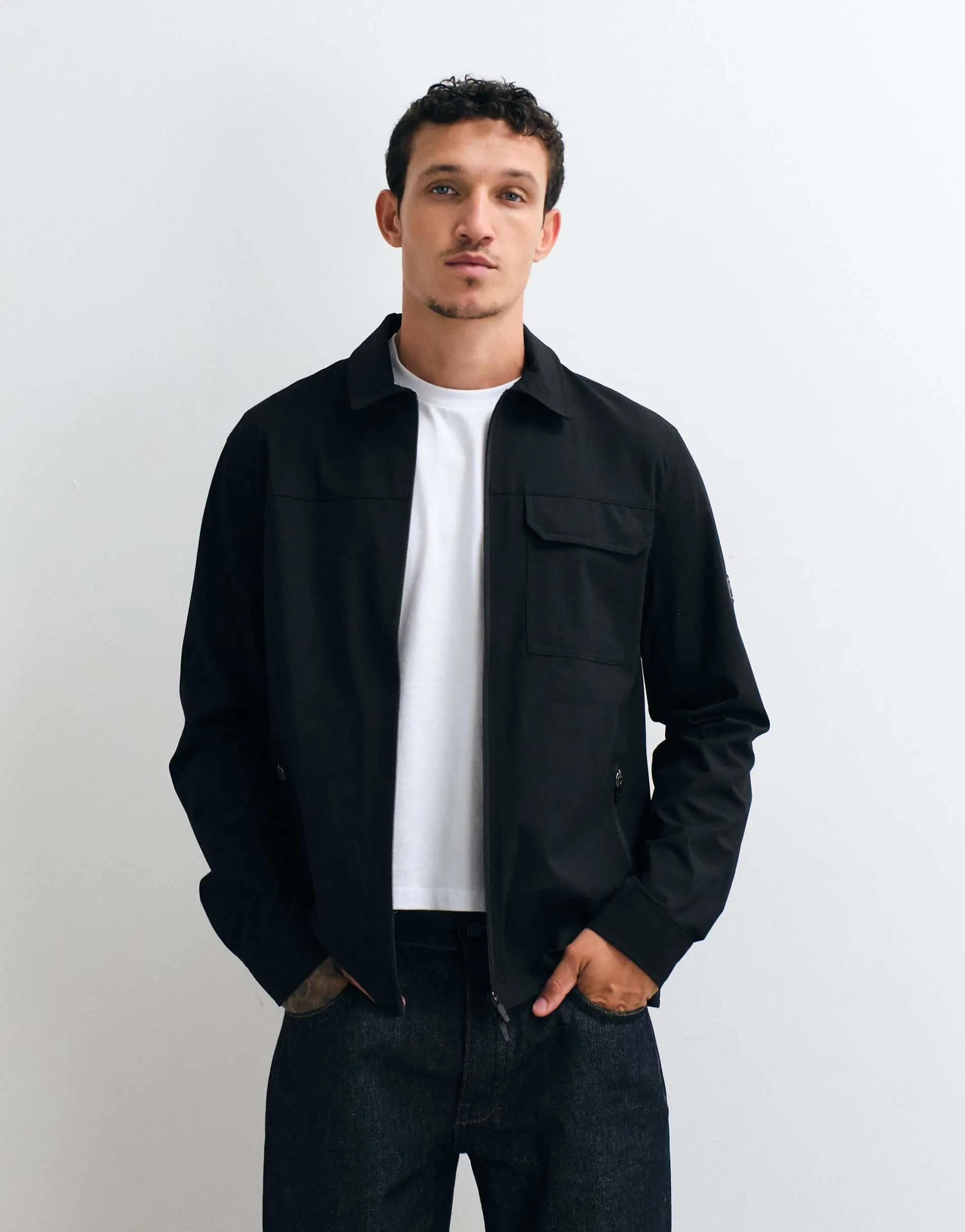 Barbour International Tash co-ord zip through overshirt in black