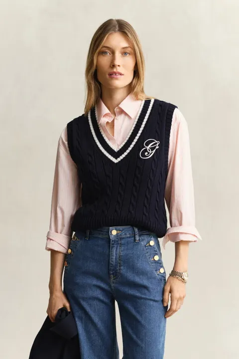 Kabelstrikket bomullsvest